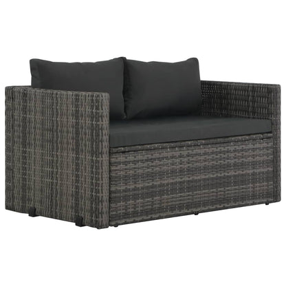 Set da Pranzo per Esterni 3 pz con Cuscini in Polyrattan Grigio