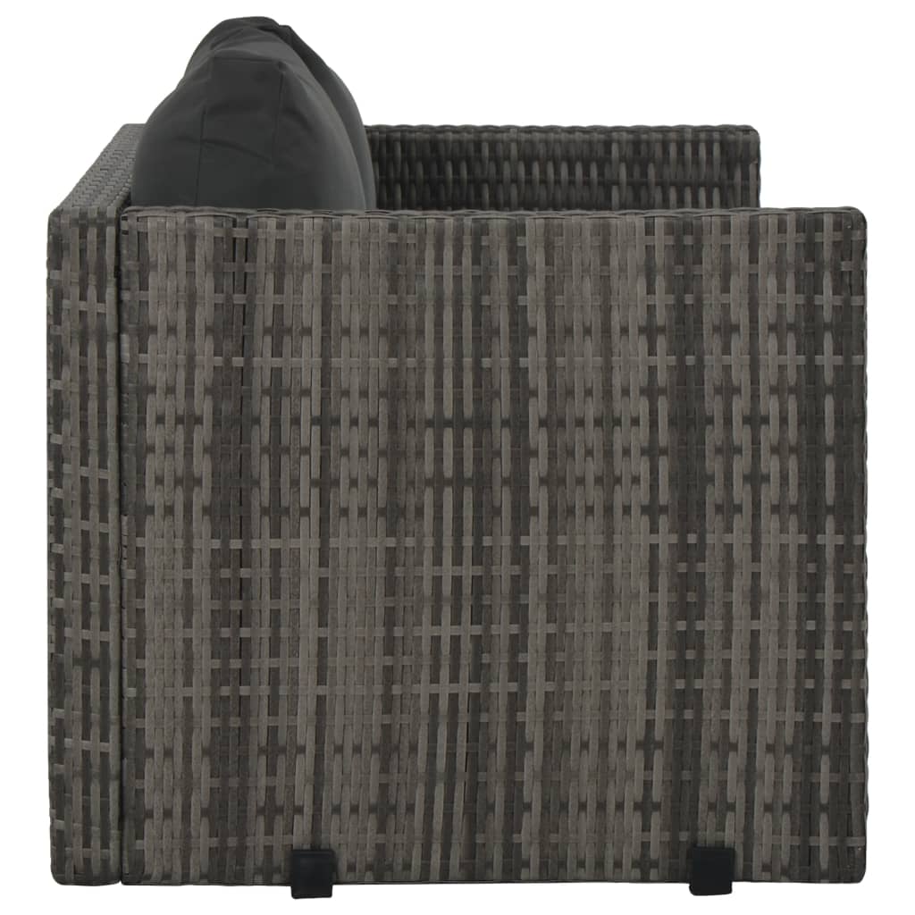 Set da Pranzo per Esterni 3 pz con Cuscini in Polyrattan Grigio