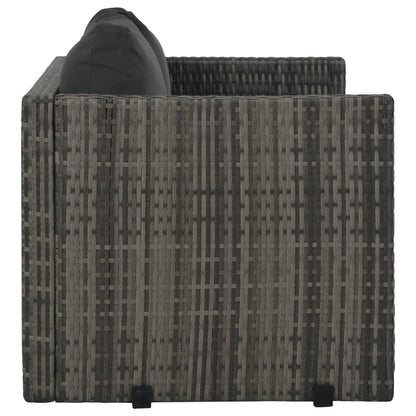 Set da Pranzo per Esterni 3 pz con Cuscini in Polyrattan Grigio
