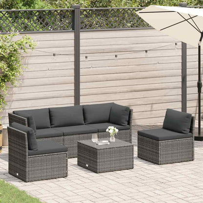 Set Divani da Giardino 4 pz con Cuscini in Polyrattan Grigio