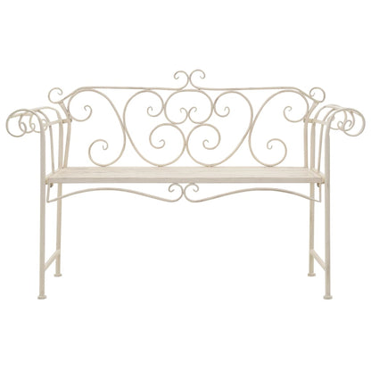 Panchina da Giardino 132 cm in Metallo Bianco Anticato