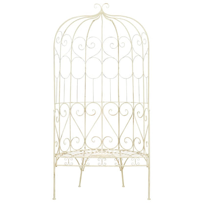 Panchina da Giardino 95 cm in Ferro Bianco Anticato