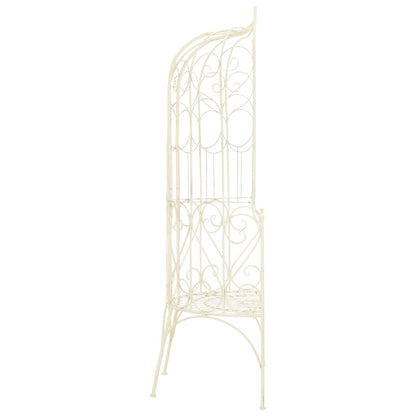 Panchina da Giardino 95 cm in Ferro Bianco Anticato