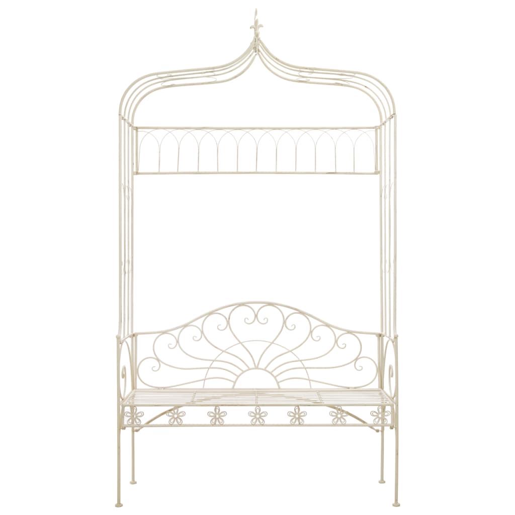 Panchina da Giardino 122 cm in Ferro Bianco Anticato