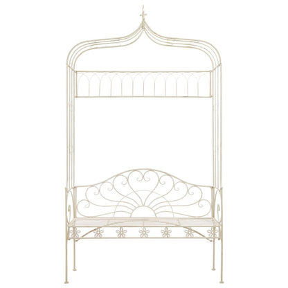 Panchina da Giardino 122 cm in Ferro Bianco Anticato