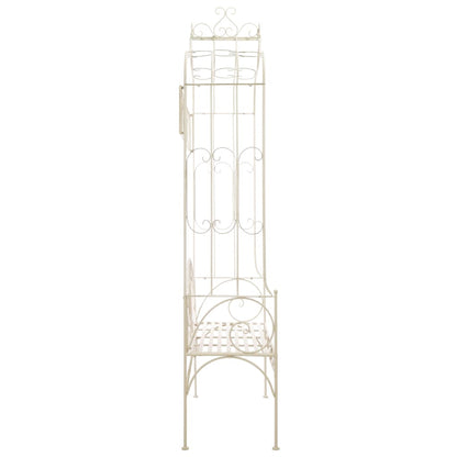 Panchina da Giardino 122 cm in Ferro Bianco Anticato
