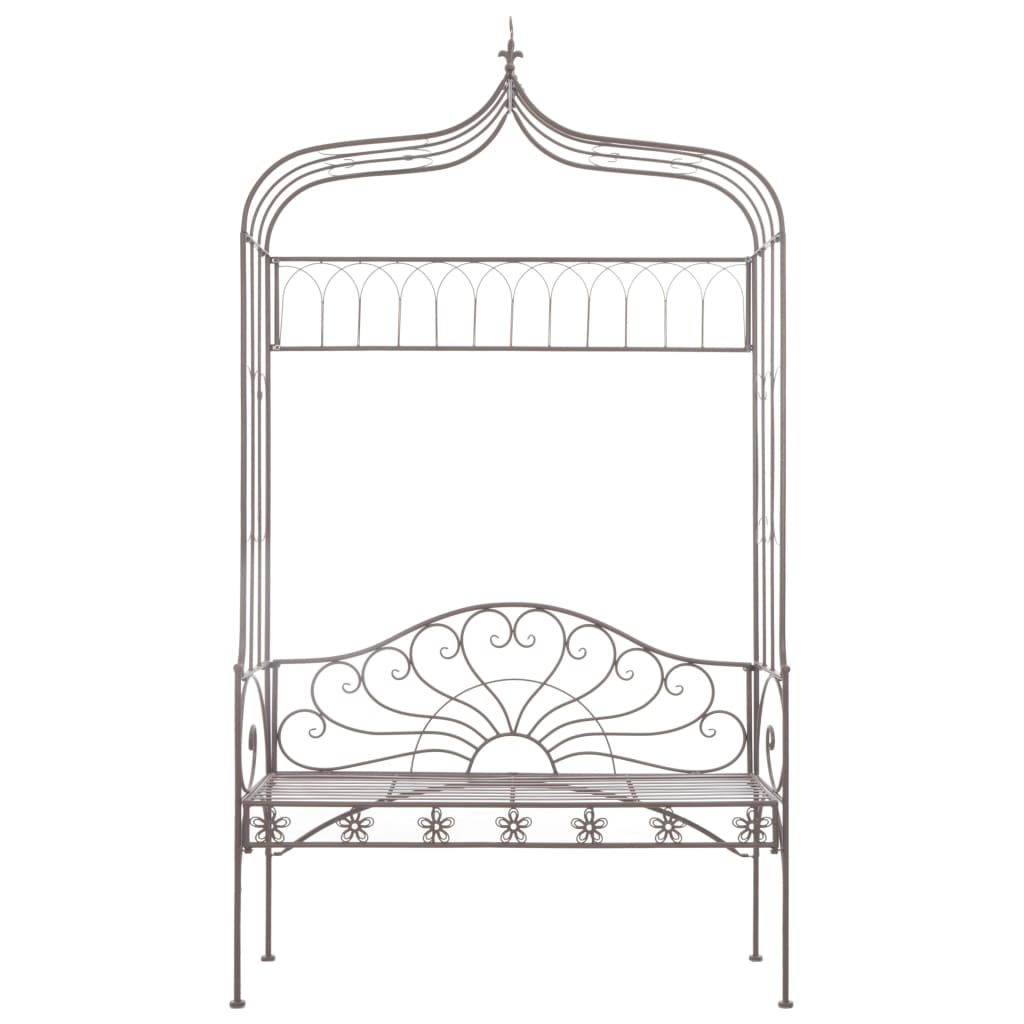 Panchina da Giardino 122 cm in Ferro Marrone Anticato