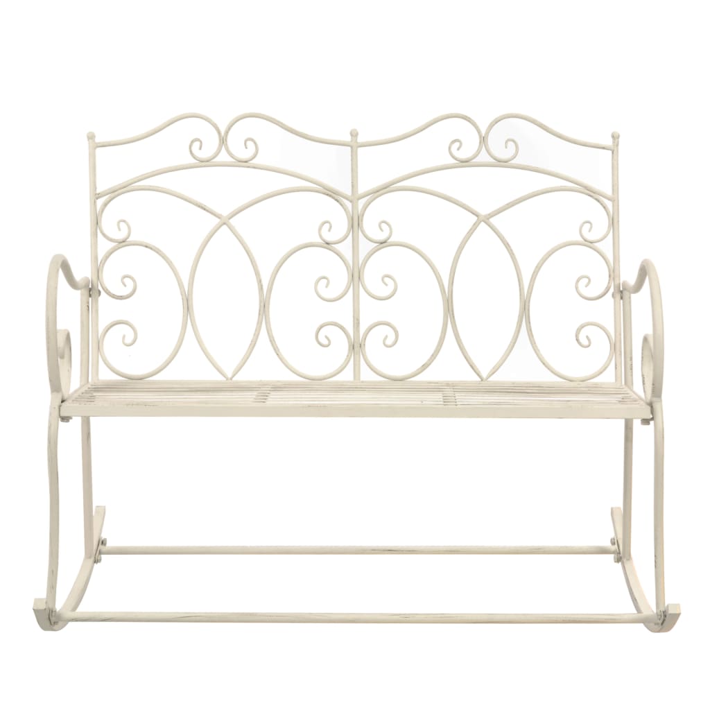 Panchina da Giardino 104 cm in Ferro Bianco Anticato