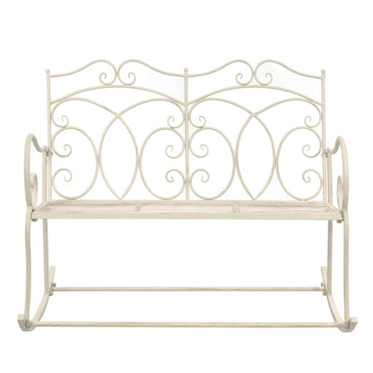 Panchina da Giardino 104 cm in Ferro Bianco Anticato