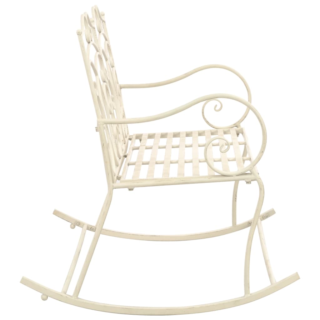 Panchina da Giardino 104 cm in Ferro Bianco Anticato