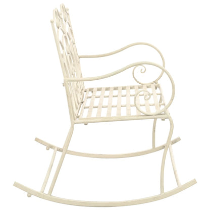Panchina da Giardino 104 cm in Ferro Bianco Anticato