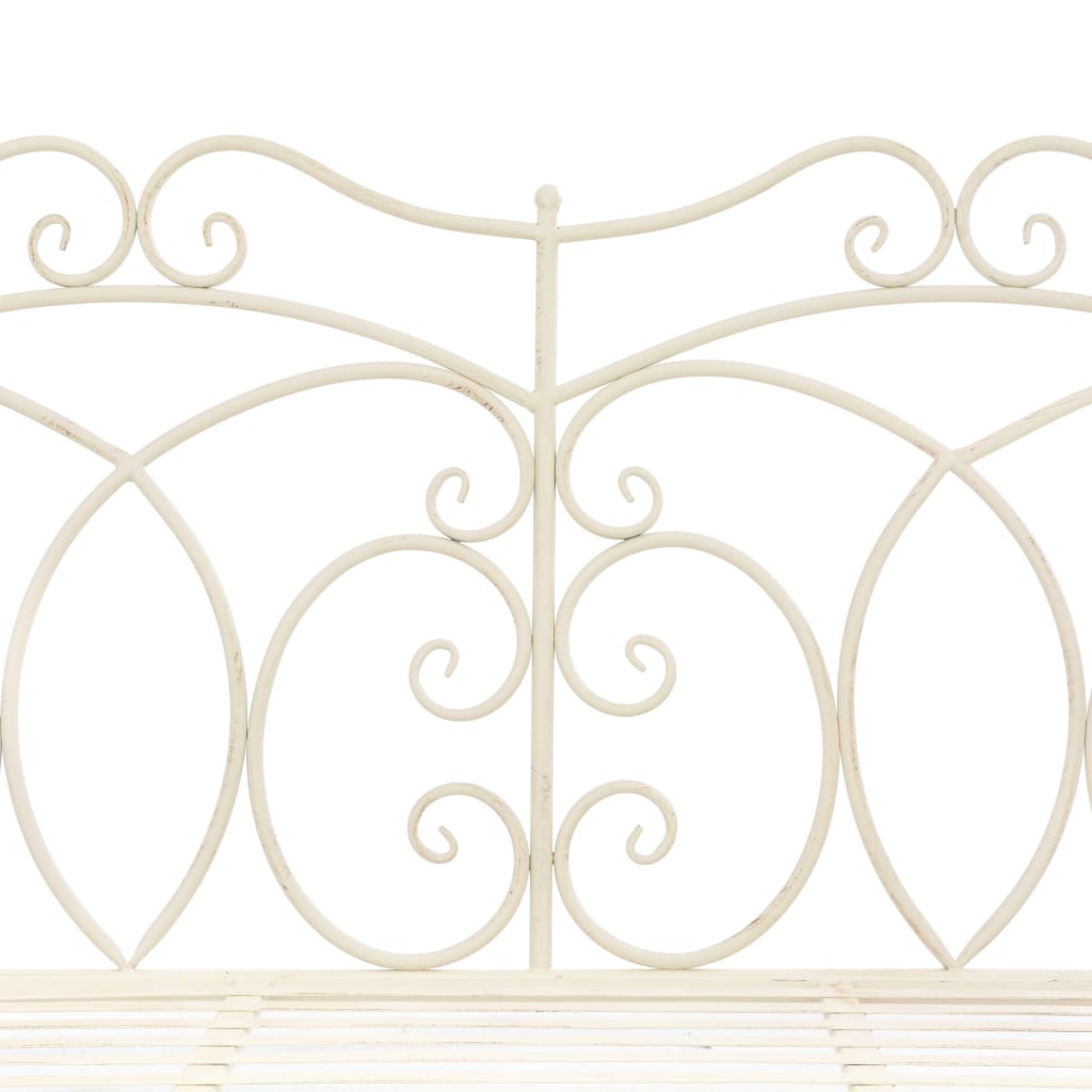 Panchina da Giardino 104 cm in Ferro Bianco Anticato