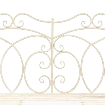 Panchina da Giardino 104 cm in Ferro Bianco Anticato