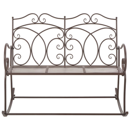 Panchina da Giardino 104 cm in Ferro Marrone Anticato