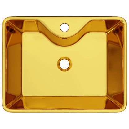 Lavandino con Foro per Rubinetto 45x32x12,5 cm in Ceramica Oro