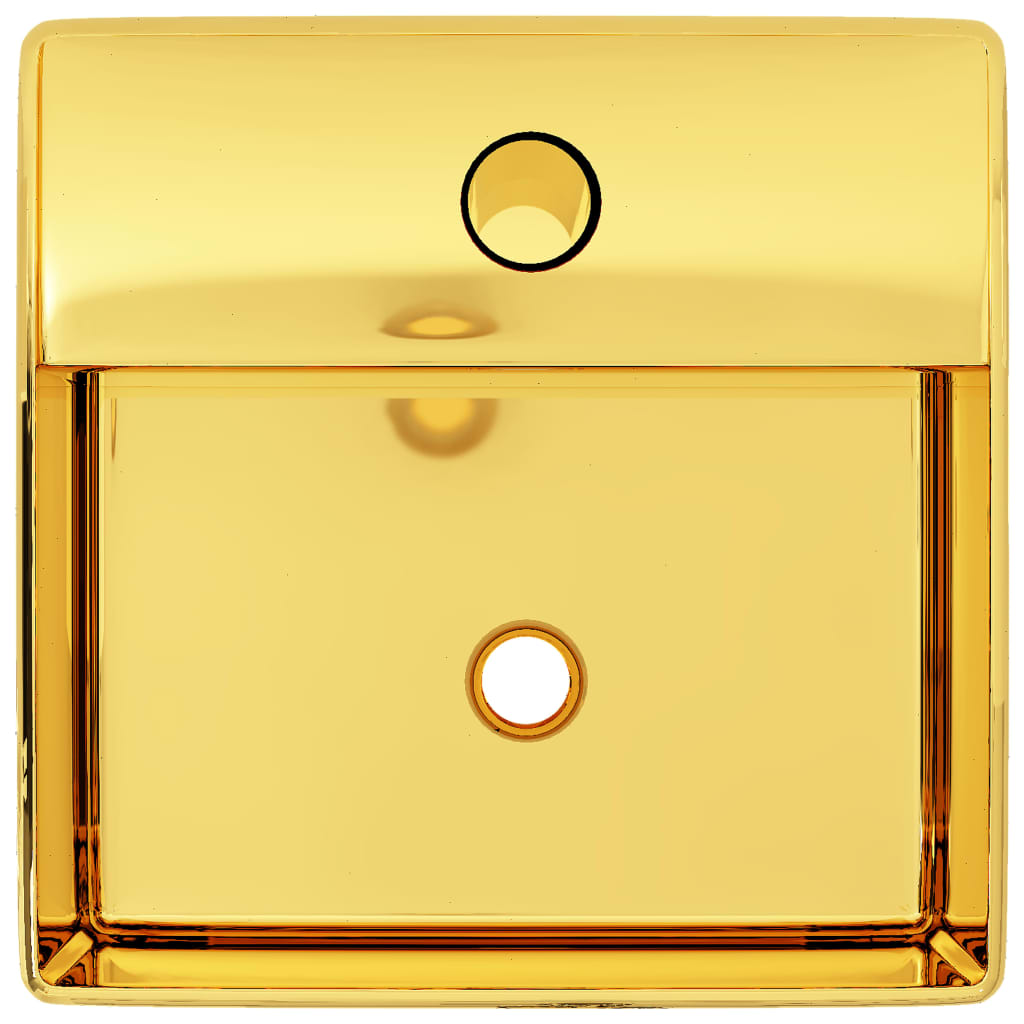 Lavandino con Foro per Rubinetto 38x30x11,5 cm in Ceramica Oro