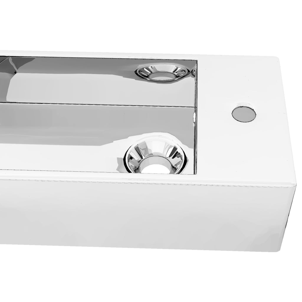 Lavandino con Troppopieno 49x25x15 cm in Ceramica Argento