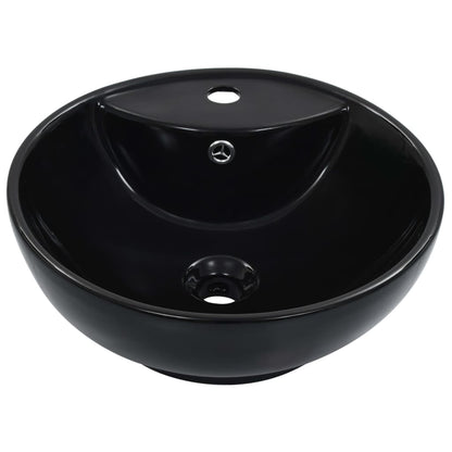 Lavandino con Troppopieno 46,5x18 cm in Ceramica Nero