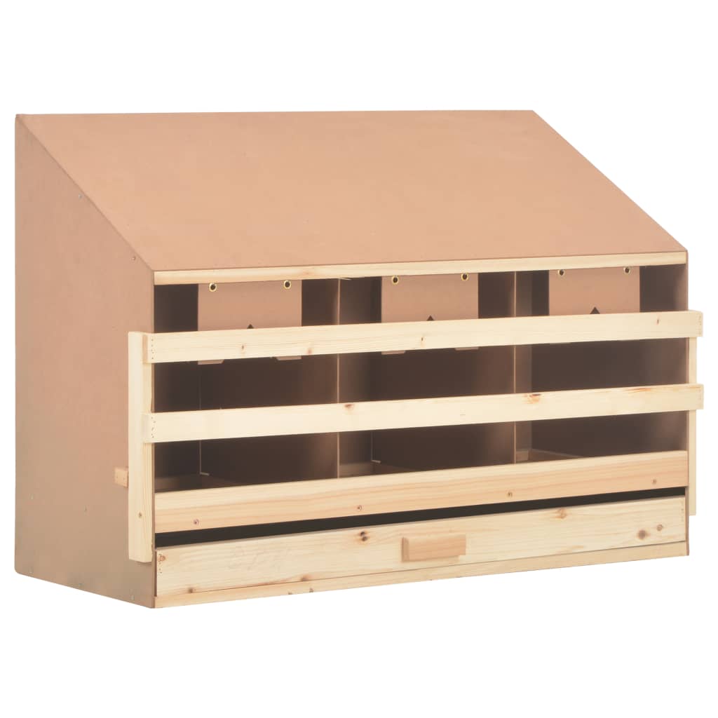 Casetta Cova per Galline 3 Scomparti 93x40x65 cm Legno di Pino