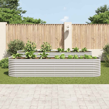Letto Rialzato Giardino 400x80x81 cm in Acciaio Zincato Argento
