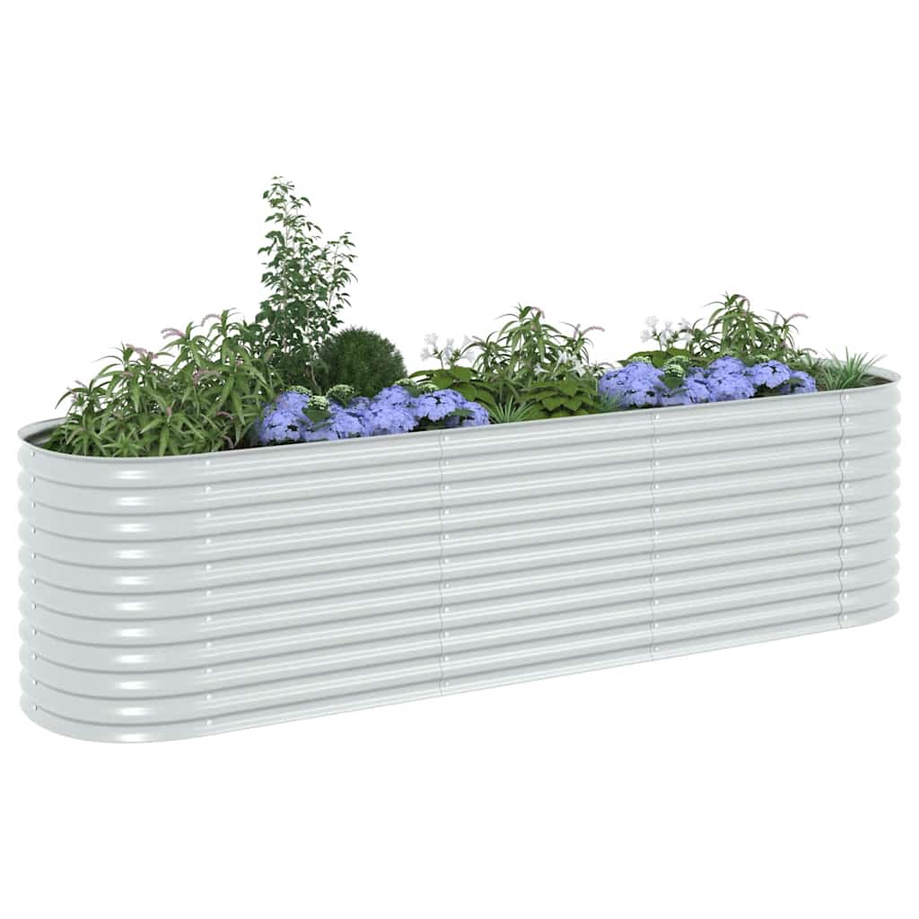 Letto Rialzato Giardino 320x80x81 cm in Acciaio Zincato Argento