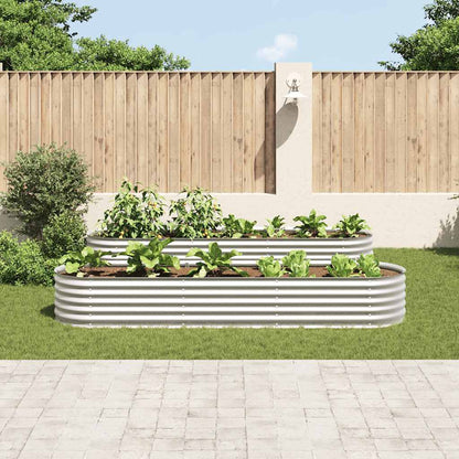Letto Rialzato Giardino 320x80x44 cm in Acciaio Zincato Argento