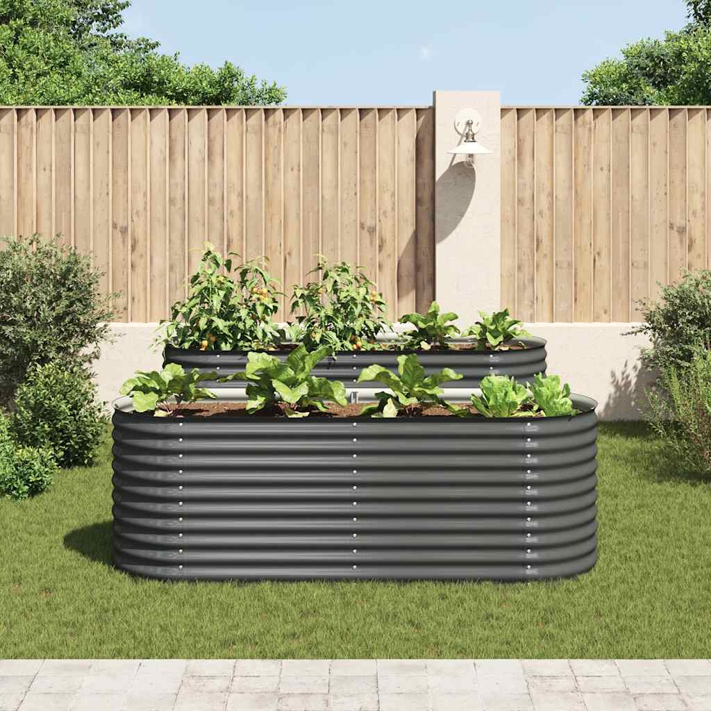 Letto Rialzato Giardino 240x80x81 cm in Acciaio Zincato Grigio