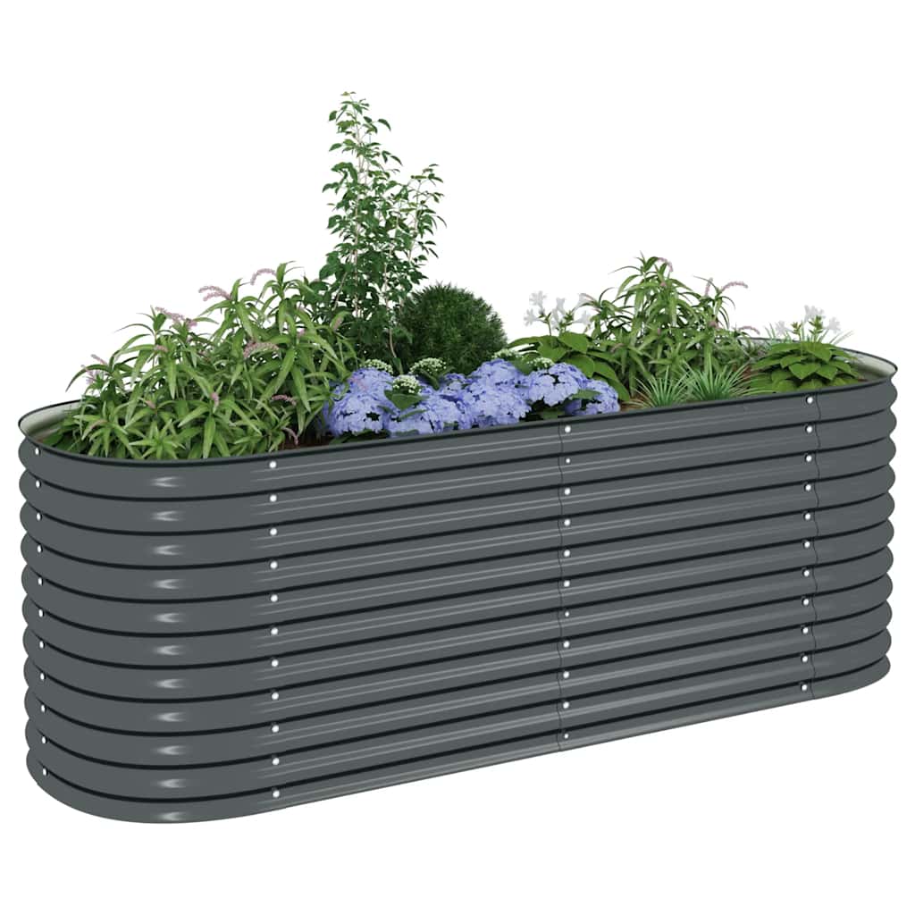 Letto Rialzato Giardino 240x80x81 cm in Acciaio Zincato Grigio