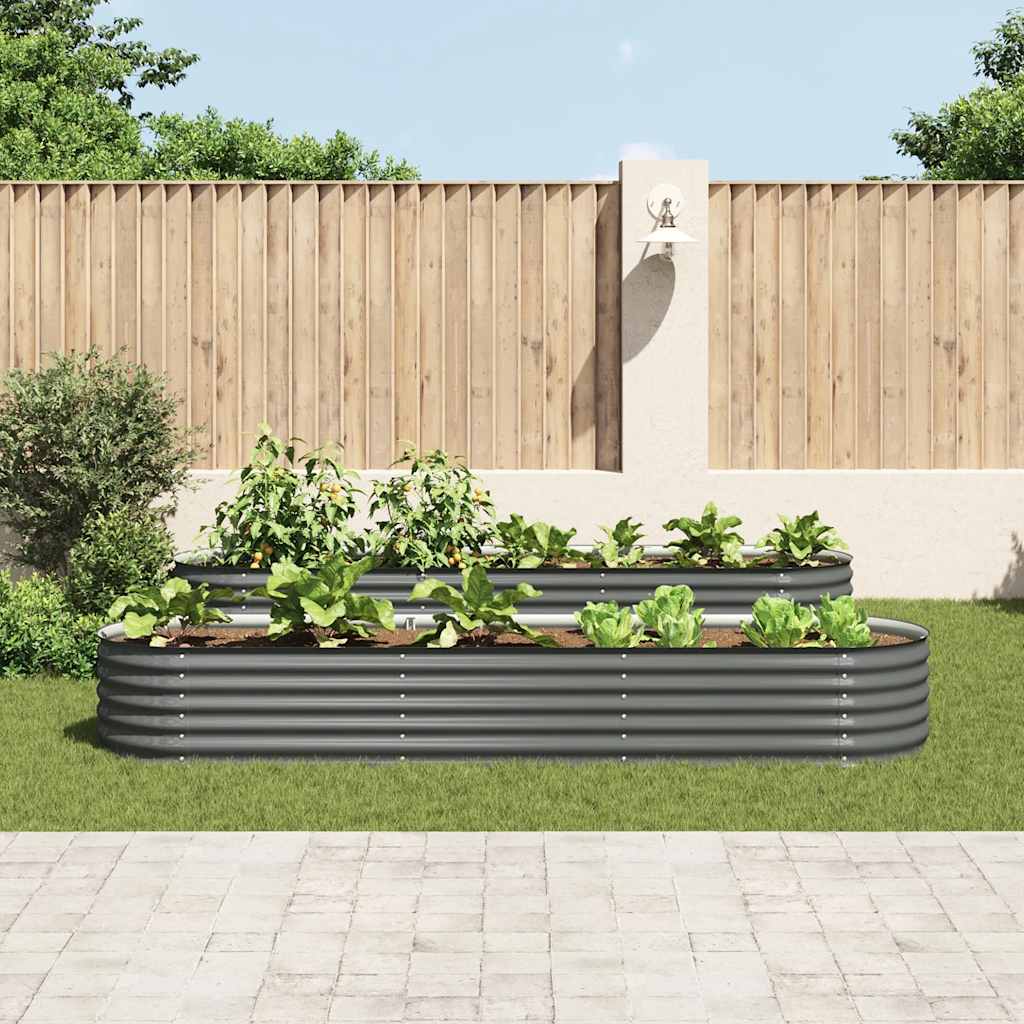 Letto Rialzato Giardino 320x80x44 cm in Acciaio Zincato Grigio