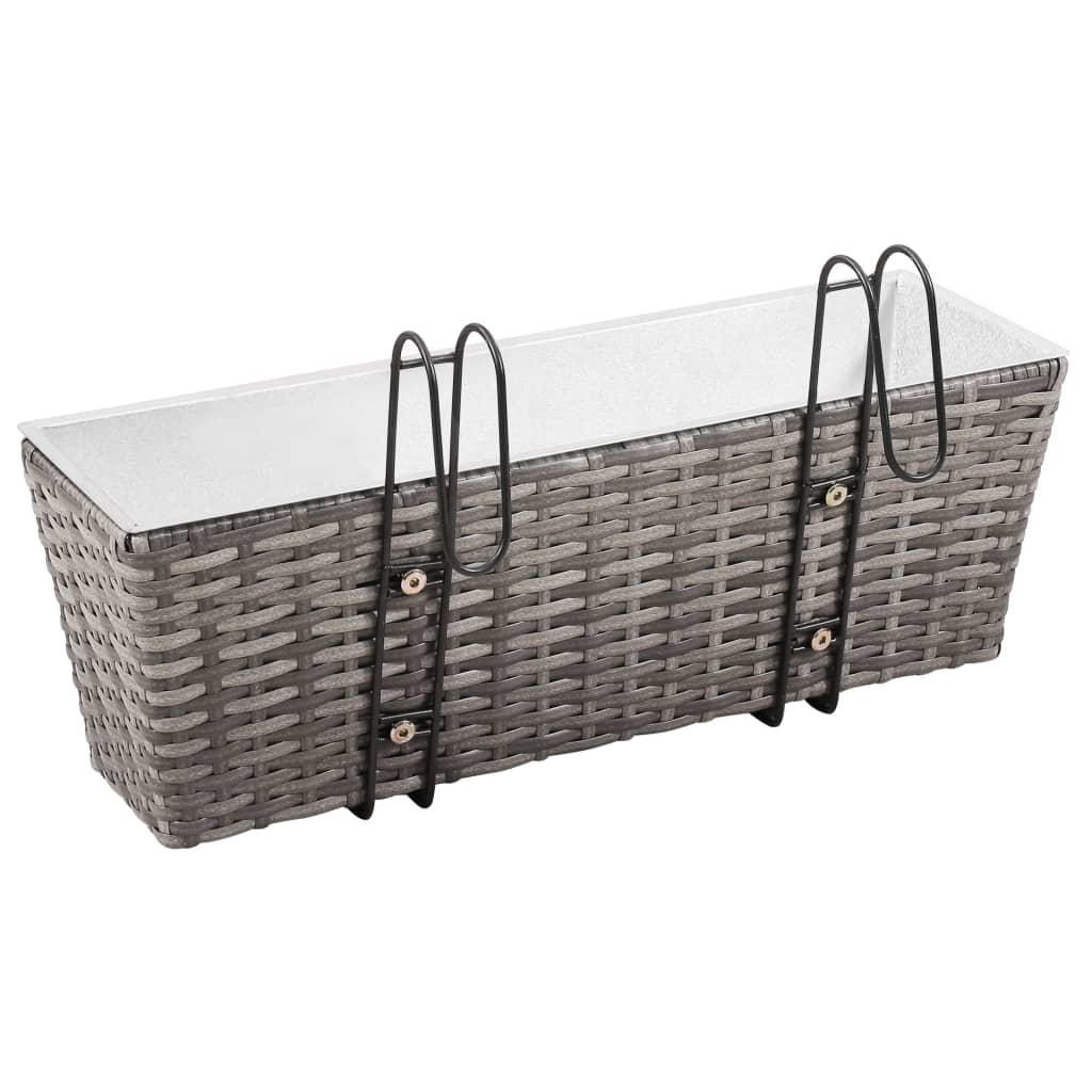 Letti Rialzati da Balcone 2 pz 50 cm Grigio in Polyrattan