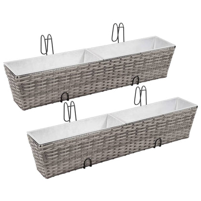 Letti Rialzati da Balcone 2 pz 80 cm Grigio in Polyrattan