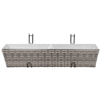 Letti Rialzati da Balcone 2 pz 80 cm Grigio in Polyrattan
