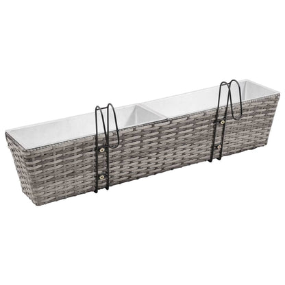 Letti Rialzati da Balcone 2 pz 80 cm Grigio in Polyrattan