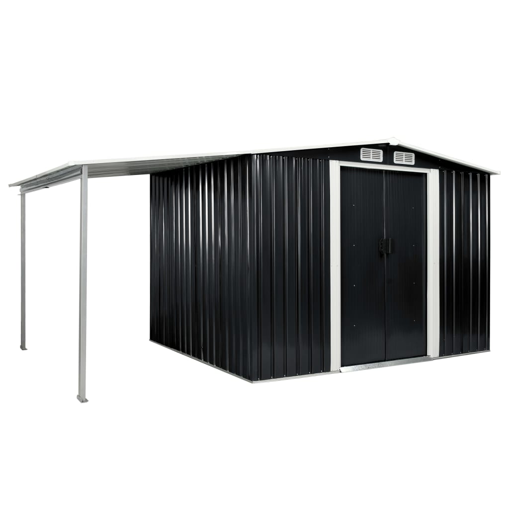 Capanno con Porte Scorrevoli Antracite 386x205x178cm Acciaio
