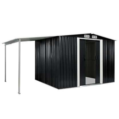 Capanno con Porte Scorrevoli Antracite 386x205x178cm Acciaio