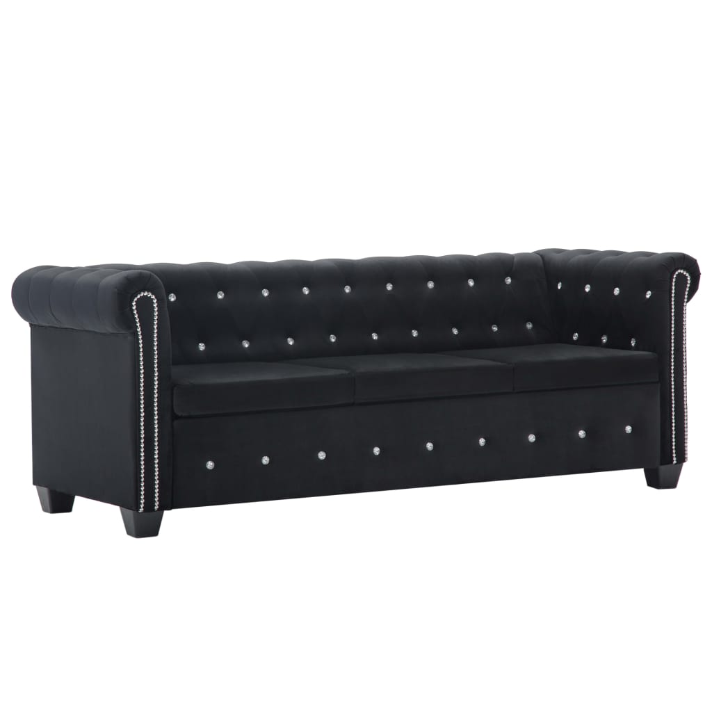 Set Divani Chesterfield 2 pz Rivestimento in Velluto Nero
