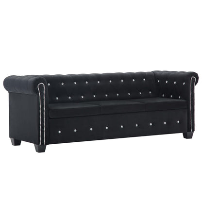 Set Divani Chesterfield 2 pz Rivestimento in Velluto Nero