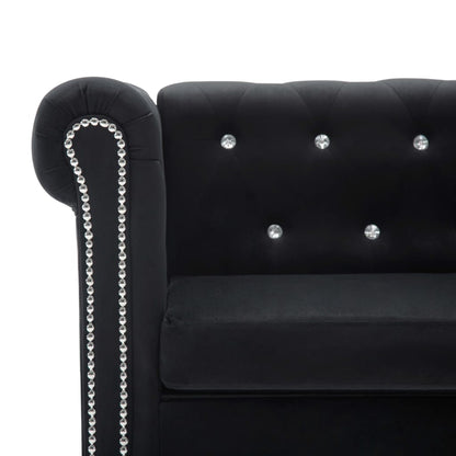 Set Divani Chesterfield 2 pz Rivestimento in Velluto Nero