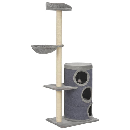 Albero per Gatti con Pali Tiragraffi in Sisal Grigio 148 cm