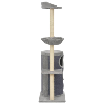 Albero per Gatti con Pali Tiragraffi in Sisal Grigio 148 cm