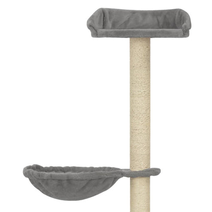 Albero per Gatti con Pali Tiragraffi in Sisal Grigio 148 cm