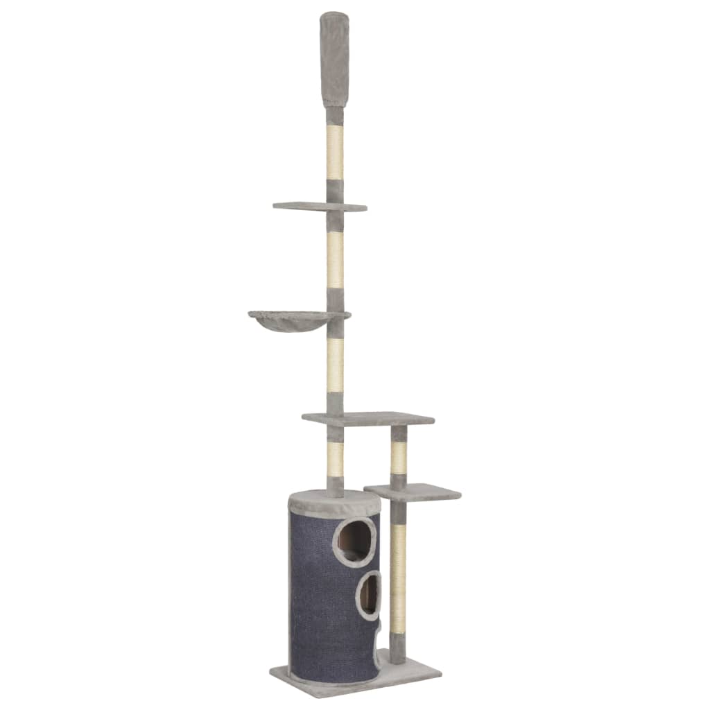 Albero per Gatti con Tiragraffi in Sisal Grigio 260 cm