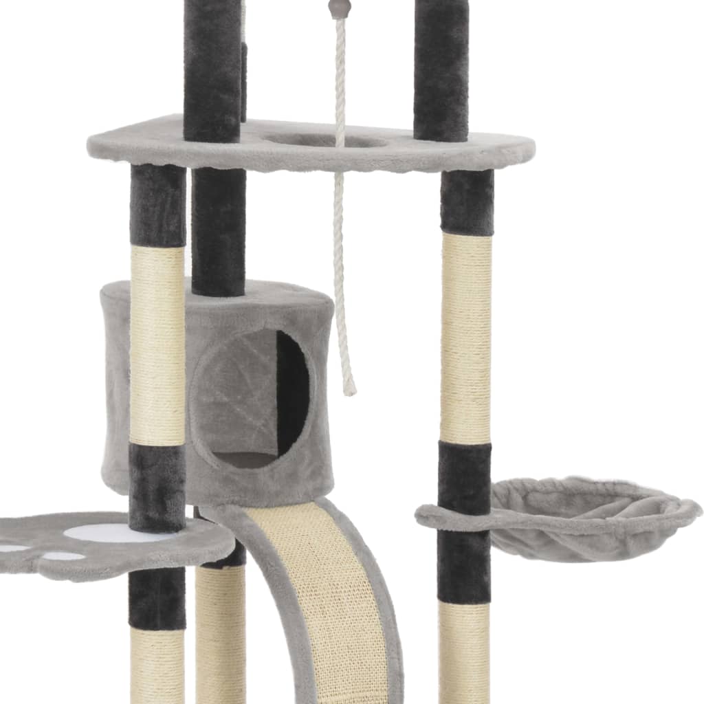 Albero per Gatti con Pali Tiragraffi in Sisal Grigio 145 cm