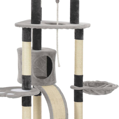 Albero per Gatti con Pali Tiragraffi in Sisal Grigio 145 cm