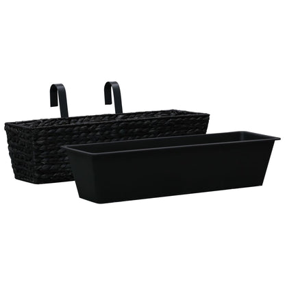 Fioriere 2 pz in Giacinto Intrecciato Nero