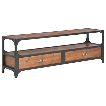 Mobile TV con 2 Cassetti 120x30x40cm in Legno Massello di Pino