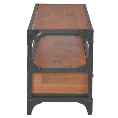 Mobile TV con 2 Cassetti 120x30x40cm in Legno Massello di Pino