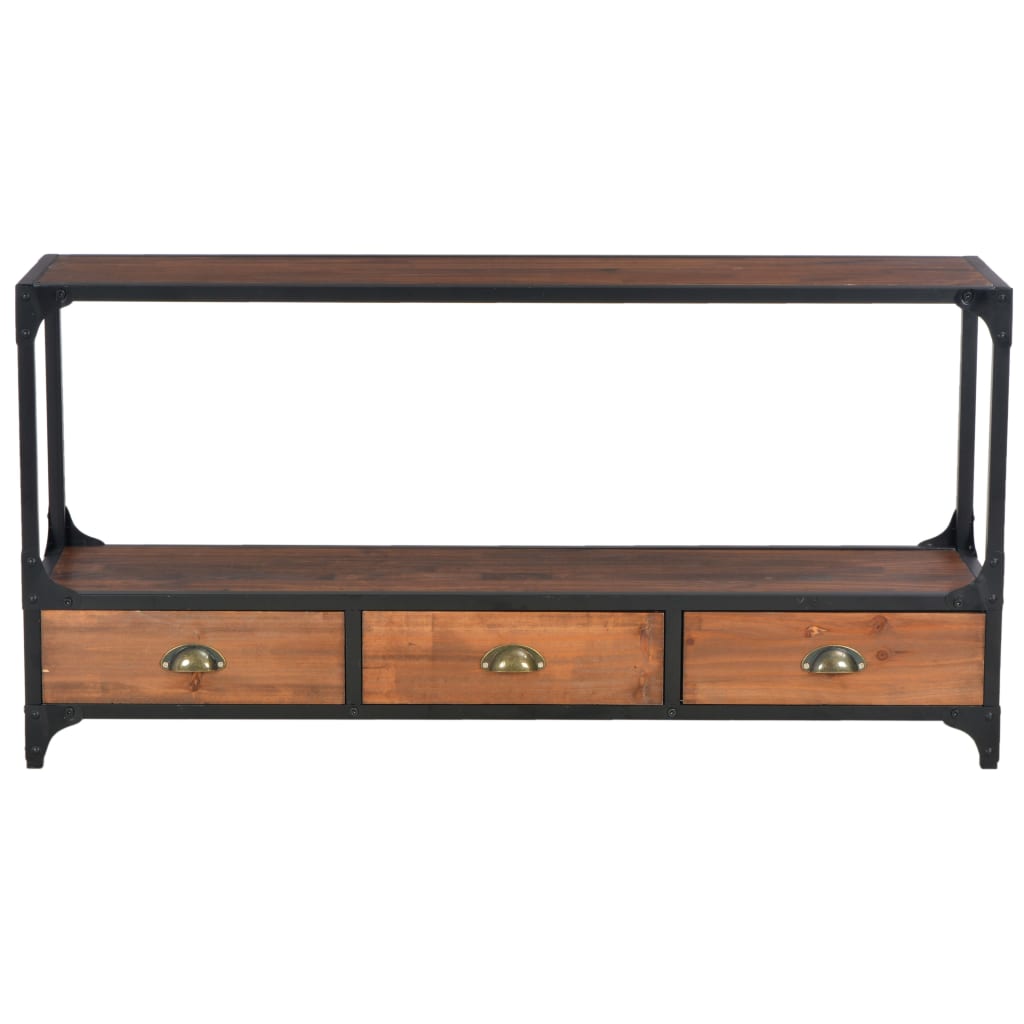 Mobile TV con 3 Cassetti 120x30x60 cm in Legno Massello di Pino