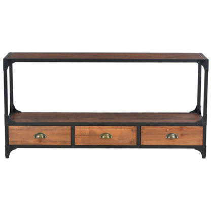 Mobile TV con 3 Cassetti 120x30x60 cm in Legno Massello di Pino