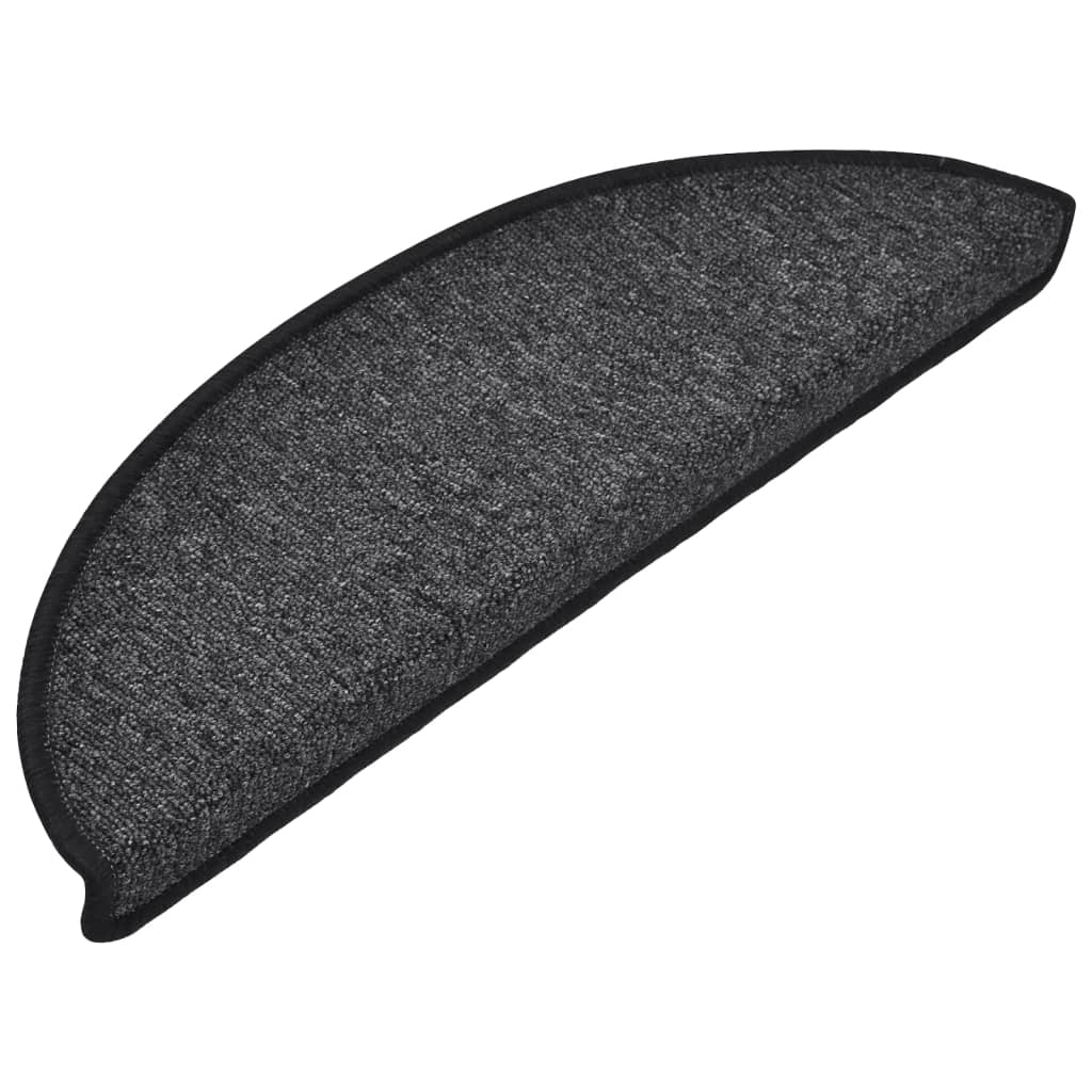 Tappetini per scale 15 pz 56x17x3 cm Antracite Semicircolari